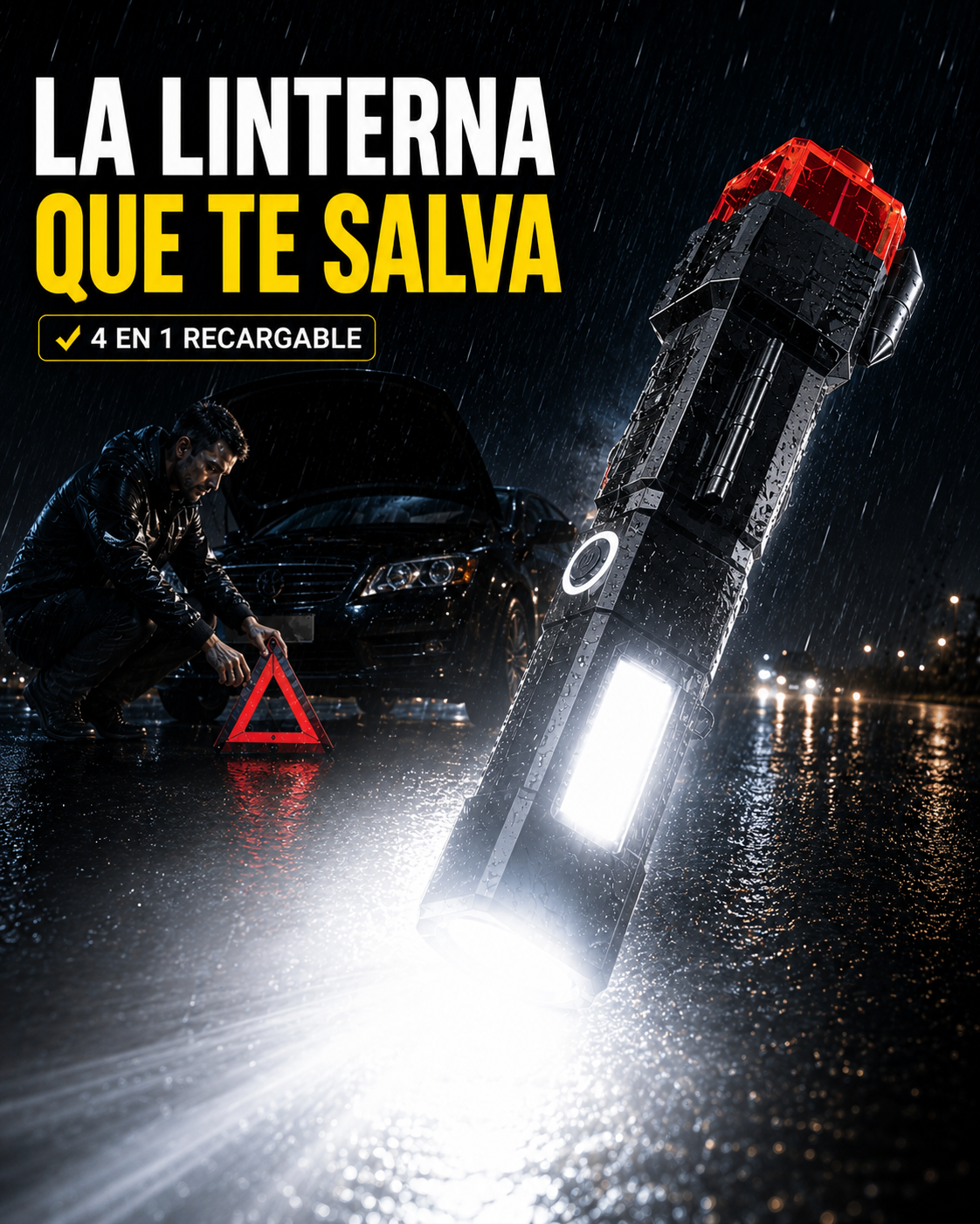 Linterna Multifuncional 4 En 1 Recargable