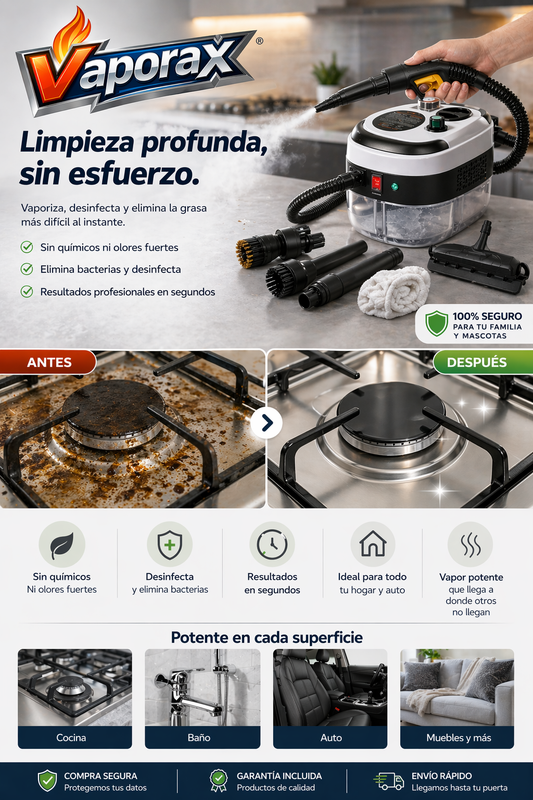 Vaporax       Limpiador A Vapor Presion 2500w Portatil